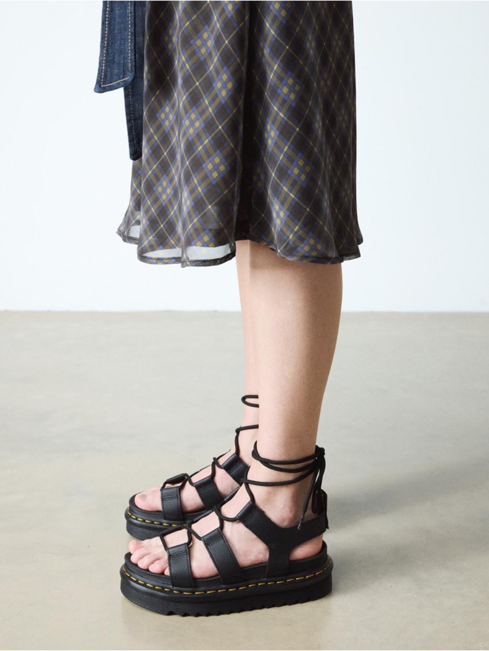 Dr. Martens Nartilla Women’s Black Leather Lace-Up Gladiator Platform Sandal